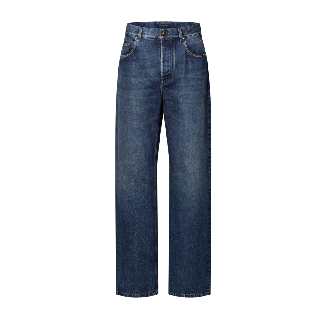 Denim Skate Pants With Leather Signature Pockets - New - For Men